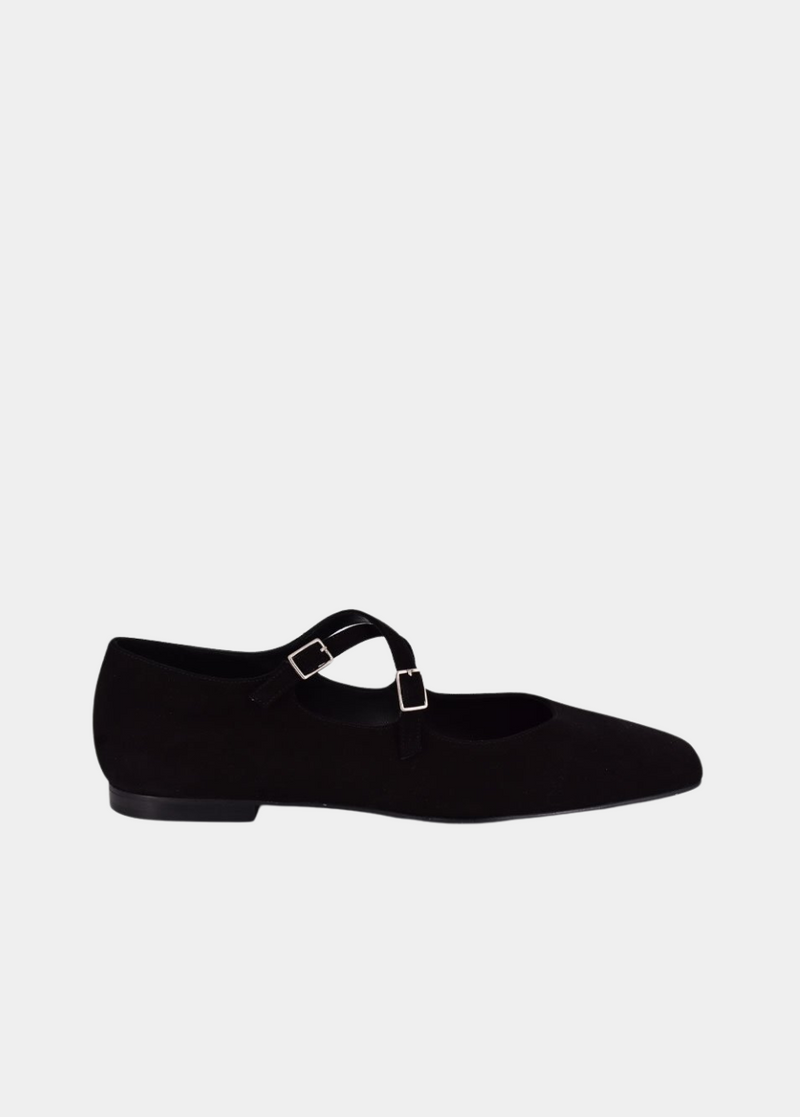 Dansi Versatile Black Suede Strappy Flats