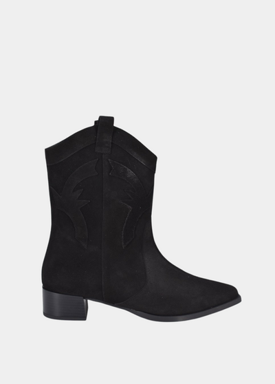 Dansi Western Inspired Black Suede Ankle Boots