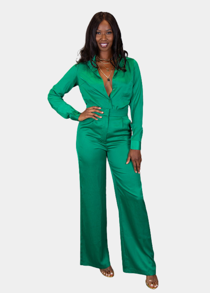 Stella Satin Pants - Green