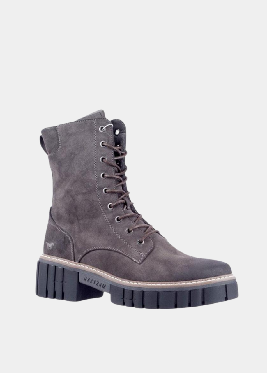 Mustang Dark Grey Platform Ankle Boots