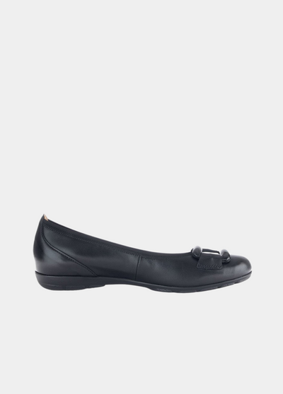 Gabor Stylish Black Buckle Flats