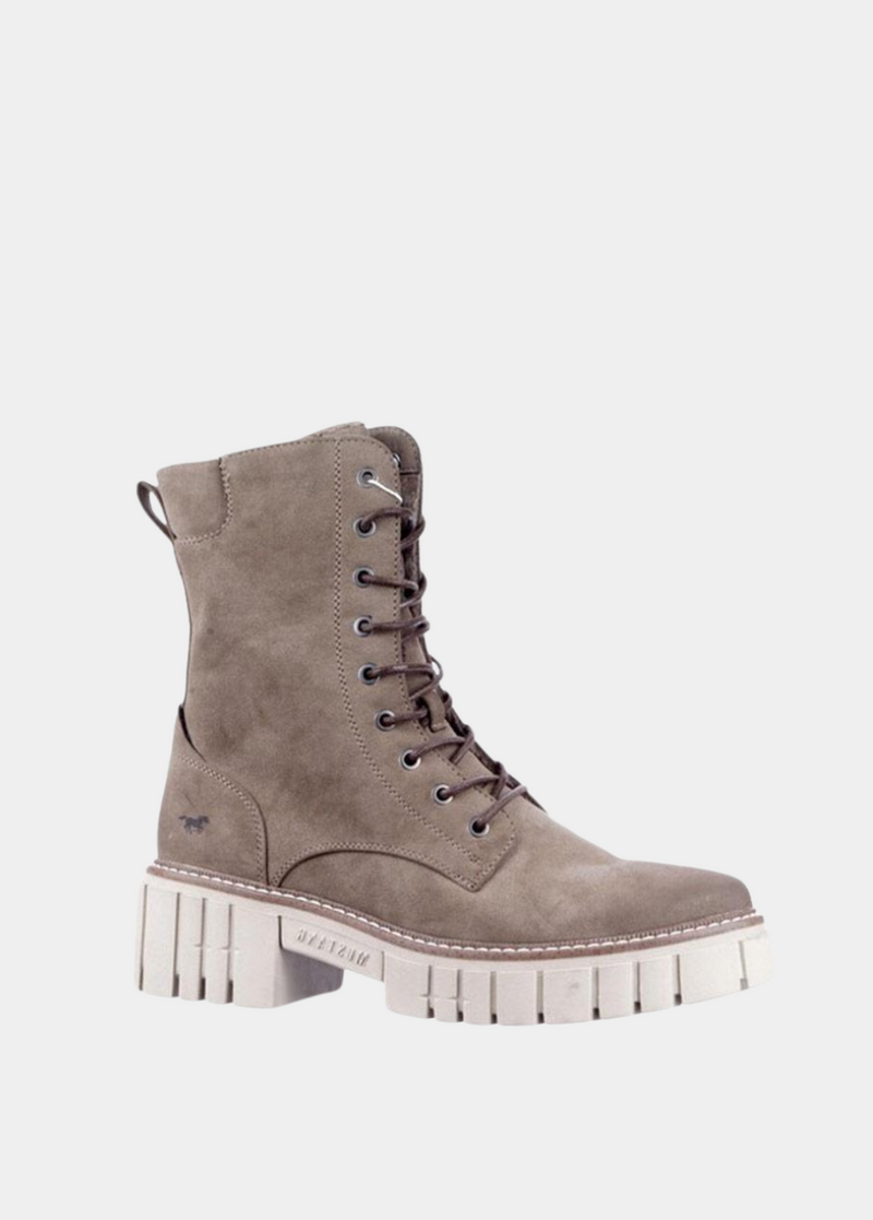 Mustang Taupe Platform Ankle Boots