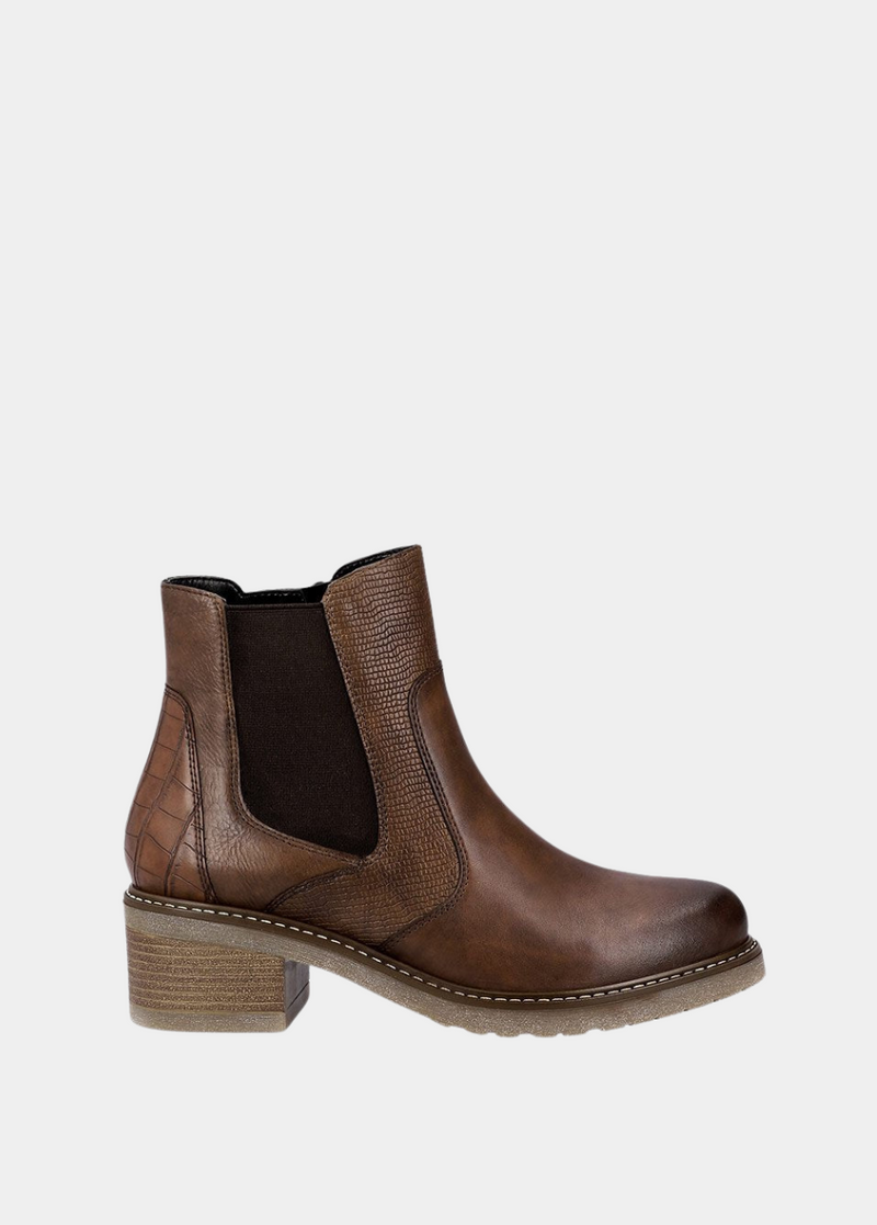 Remonte Combi Chestnut Leather Ankle Boots