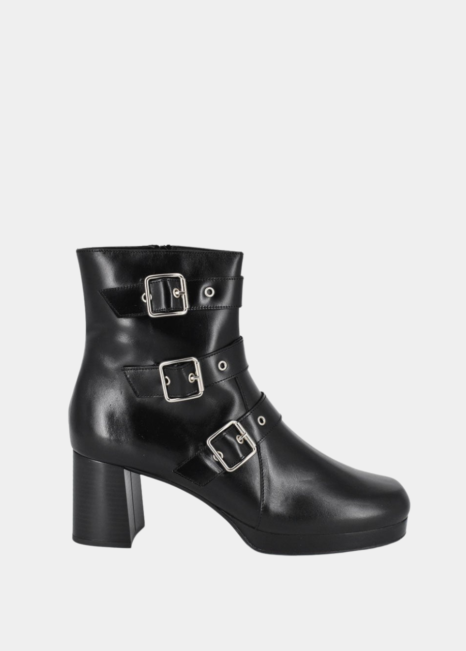 PieSanto Fabulous Black Buckle Ankle Boots