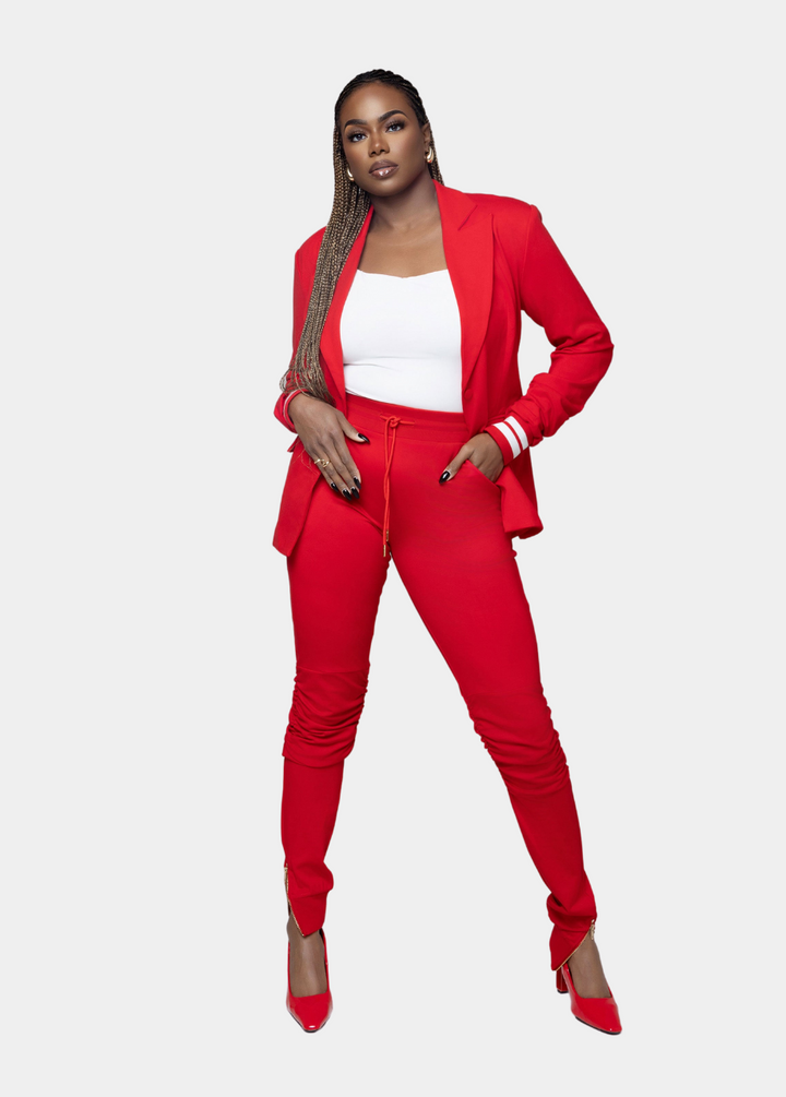 Red Tall Suit Jogger Pants