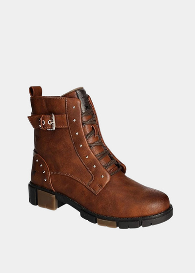 Mustang Versatile & Stylish Cognac Combi Ankle Boots