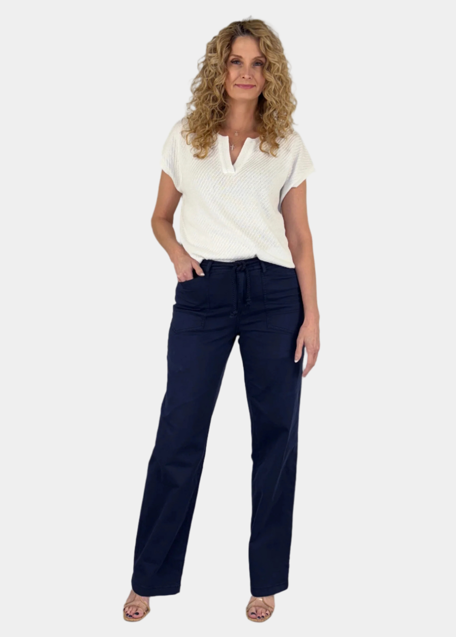 Nautical Wide Leg Twill Pant