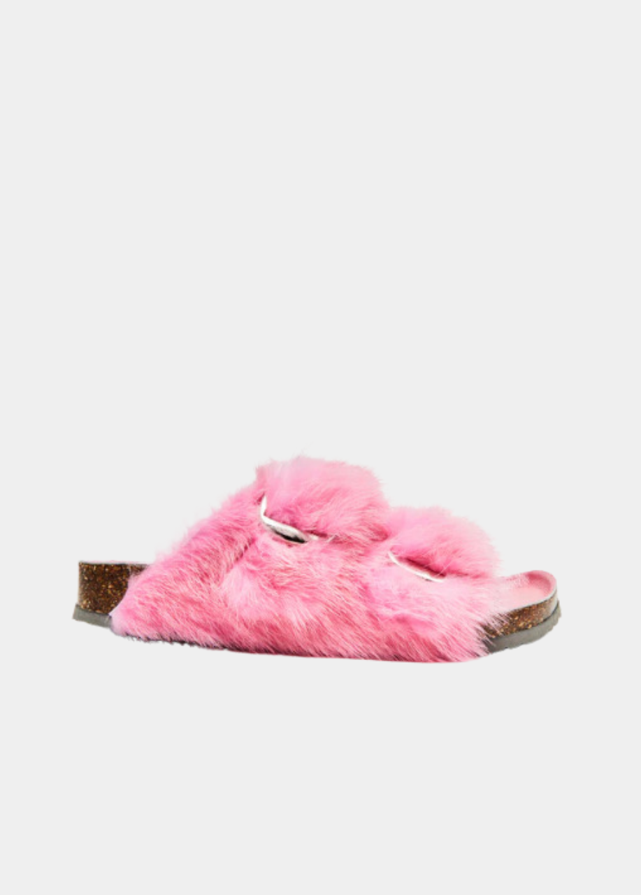 Starstruck Fur Slides in Pink