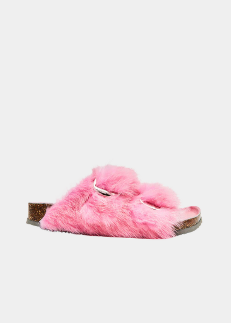 Starstruck Fur Slides in Pink