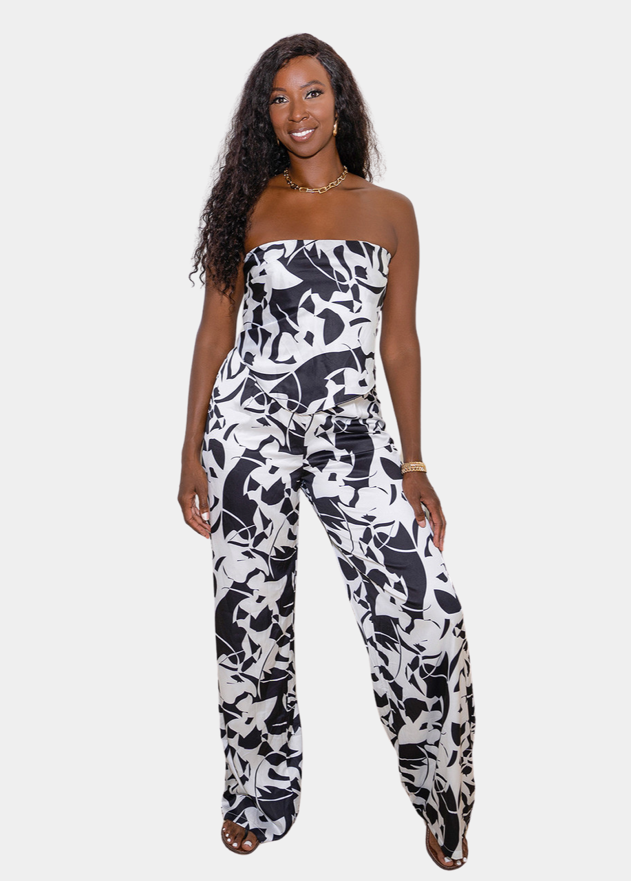 Mykonos Pant Set - Black & White