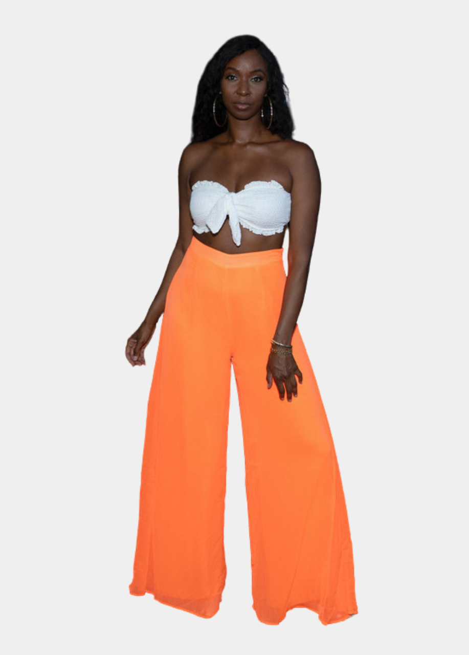 Alani Wide Leg Pants - Orange