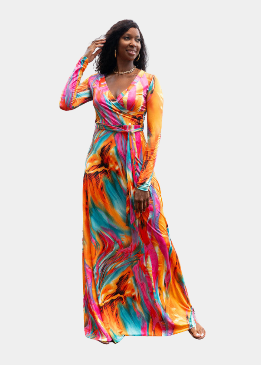 Coral Sea Maxi Dress - Abstract