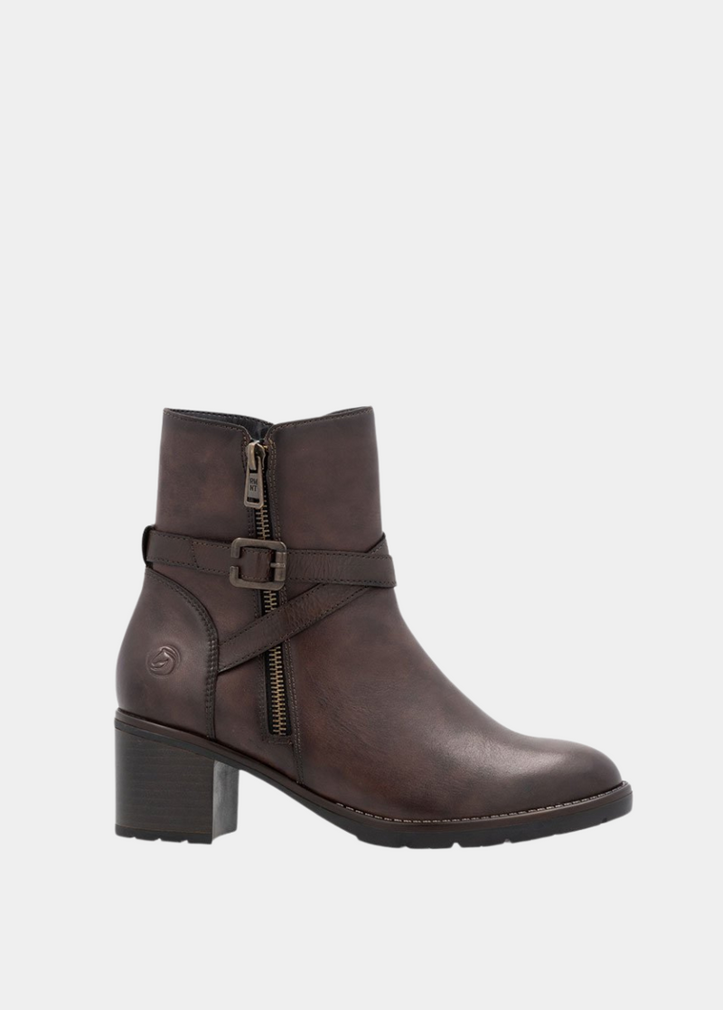 Remonte Fab Brown Block Heel Ankle Boots