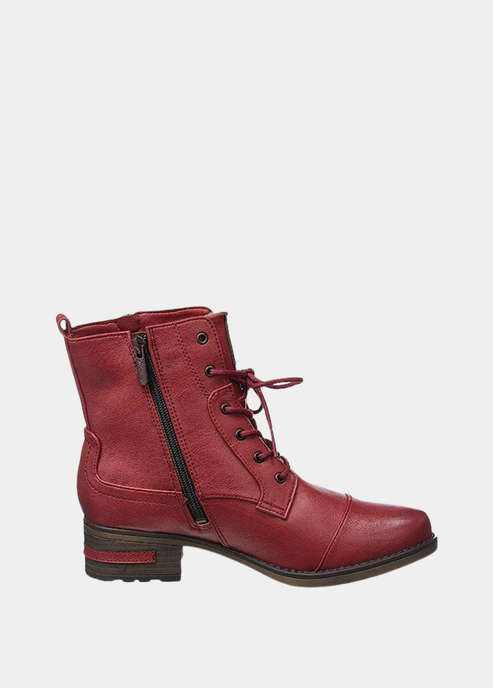 Mustang Classic Red Lace Up Ankle Boots