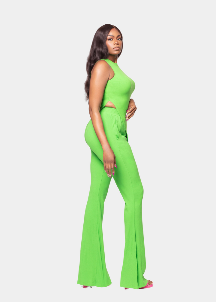 Green Tall Ribbed Knit Two-Piece Set