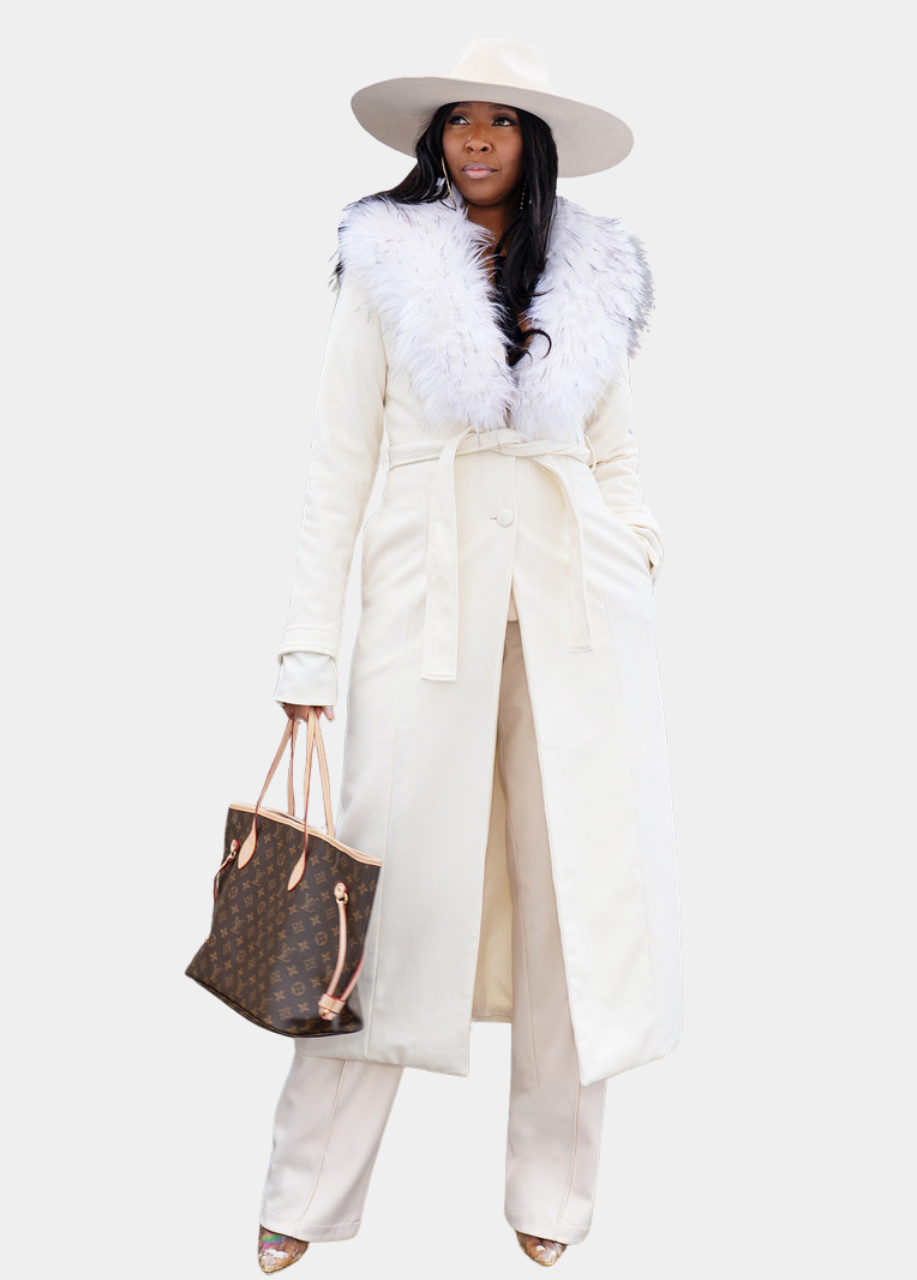 So Fancy Belted Coat - Ivory