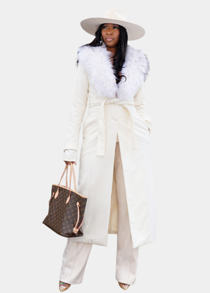 So Fancy Belted Coat - Ivory