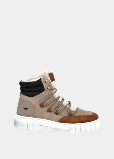 Mustang Cosy Taupe Winter Hi-Top Boots