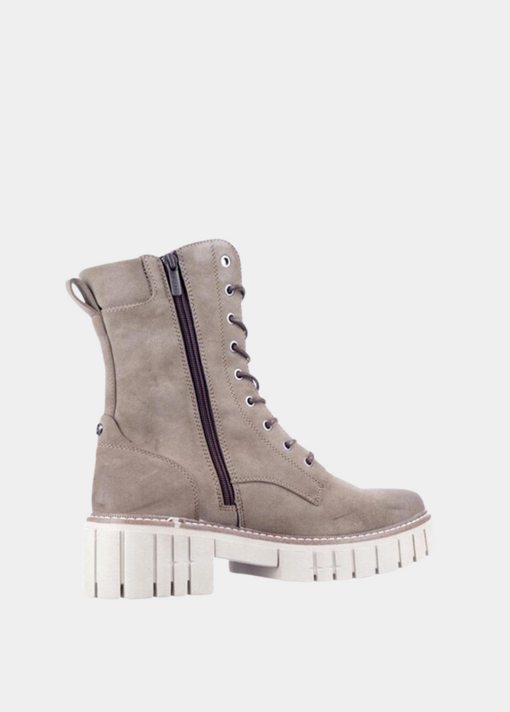 Mustang Taupe Platform Ankle Boots