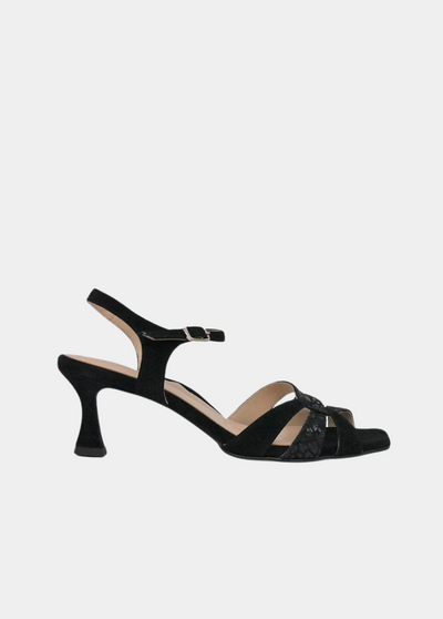 PieSanto Glamourous Black Suede Strappy Sandals