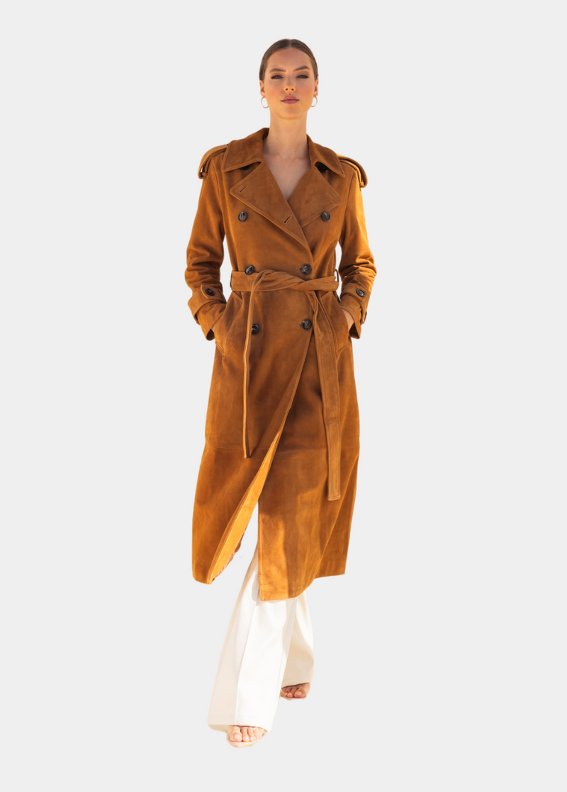 In Motion Suede Coat in Camel