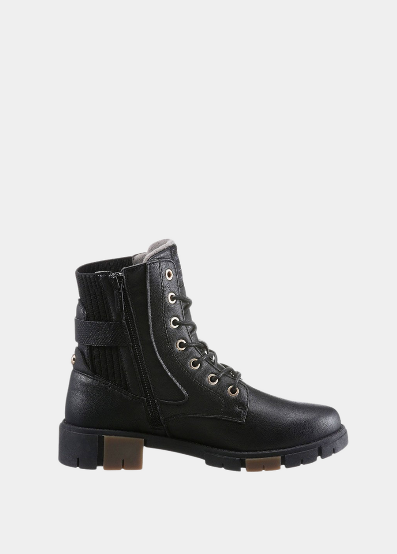 Mustang Stylish Black Combi Ankle Boots