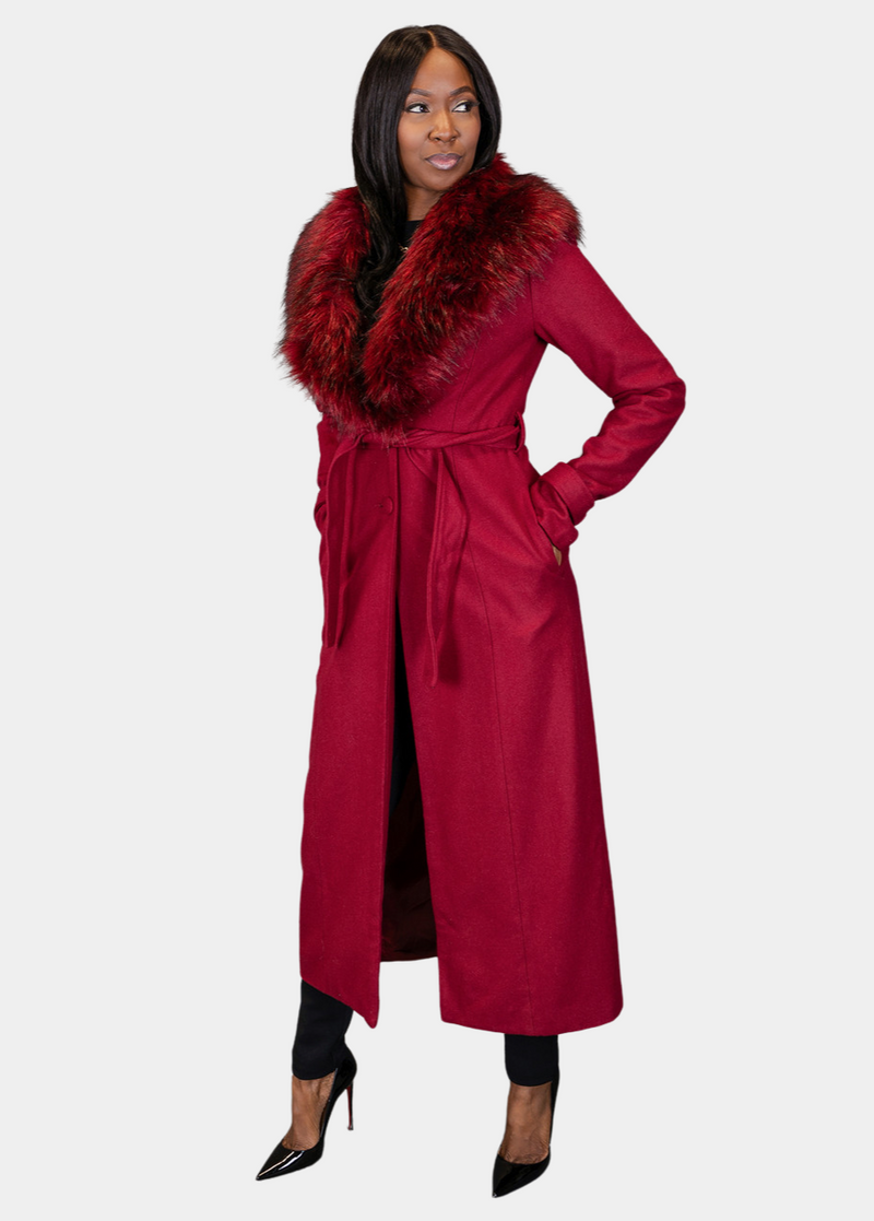 So Fancy Belted Coat - Wine