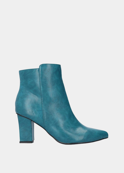 Chic Turquoise Block Heel Ankle Boots