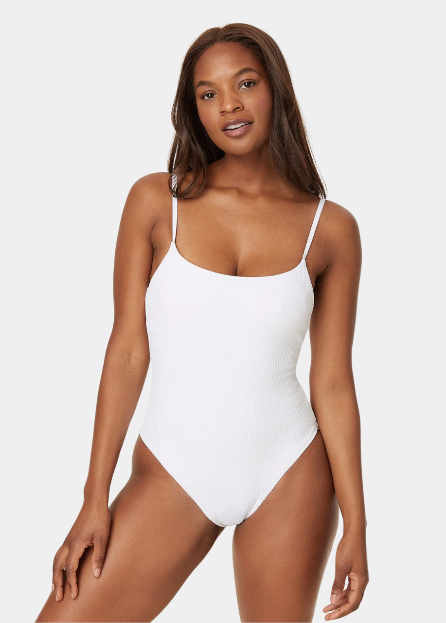 The Jetties One Piece - Eco Ribbed - White - Long Torso