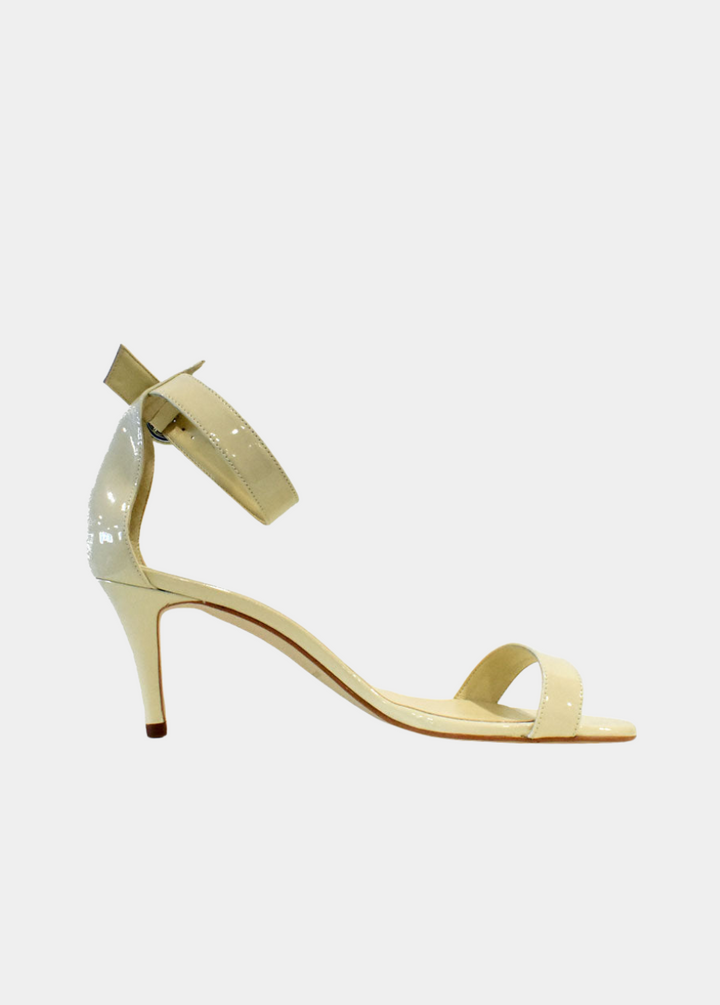 Cinderella Vegan Shoes - Barely There Beige Patent Sandals