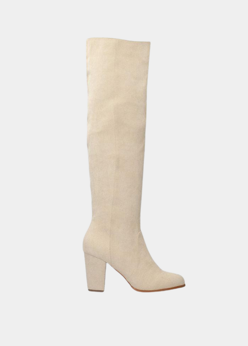 Plush Cream Suede Knee High Long Boots 10 Uk 44 EU 12 US