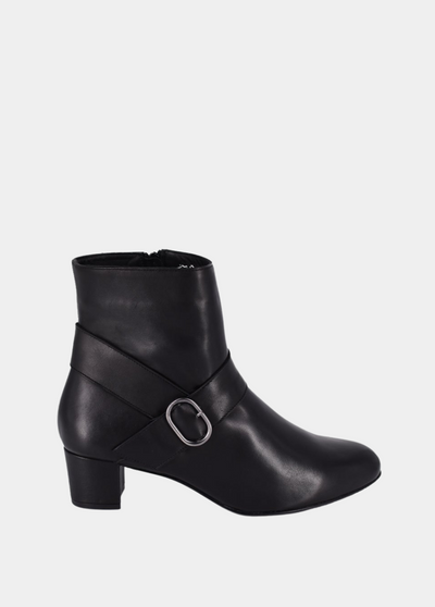 Cinderella Shoes Versatile Black Leather Ankle Boots