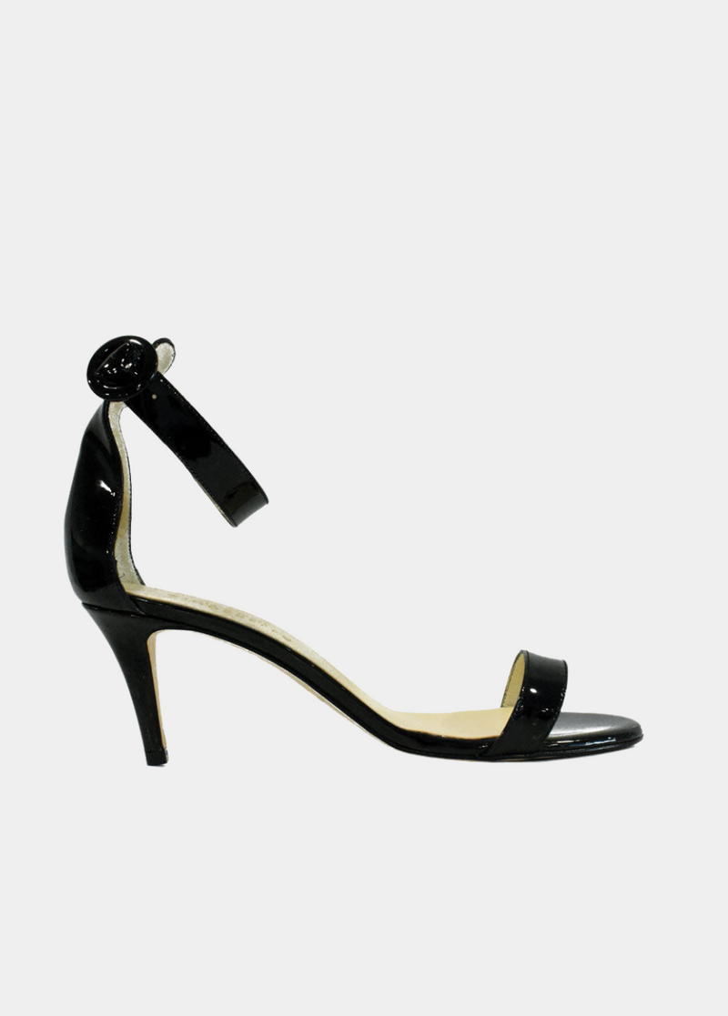 Cinderella Vegan Shoes – Barely There Black Patent Sandals