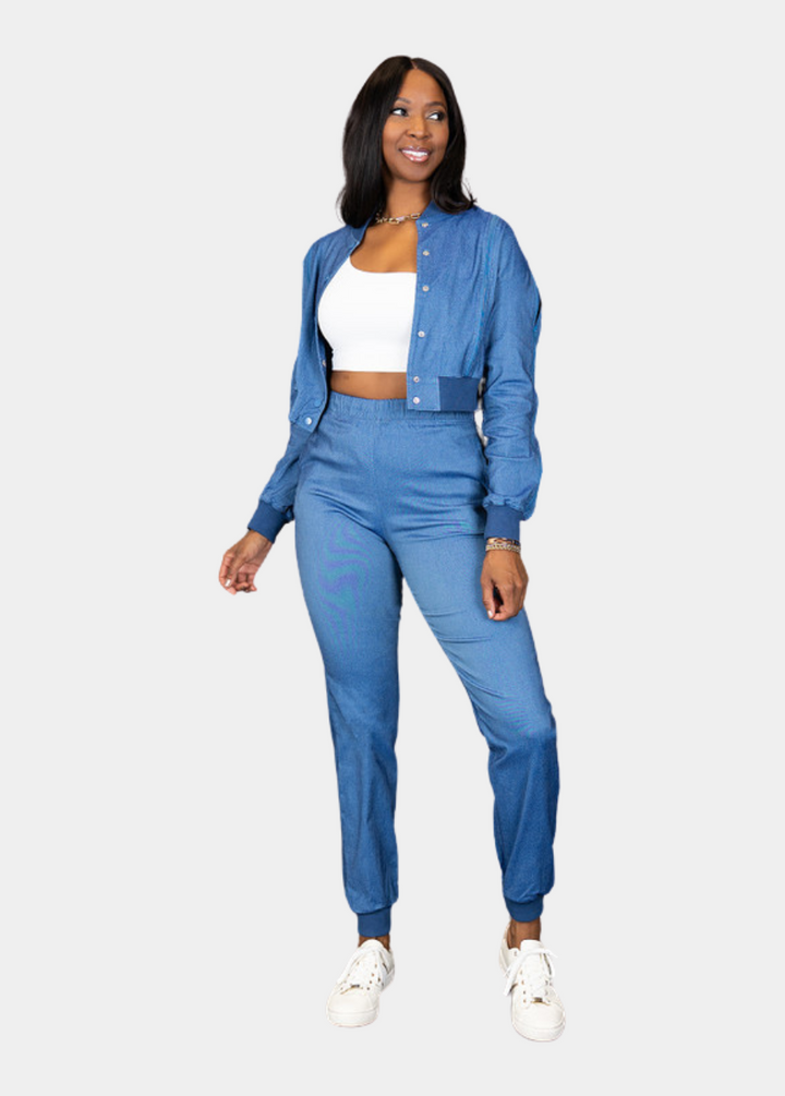 Stay Ready Jogger Set - Blue Denim