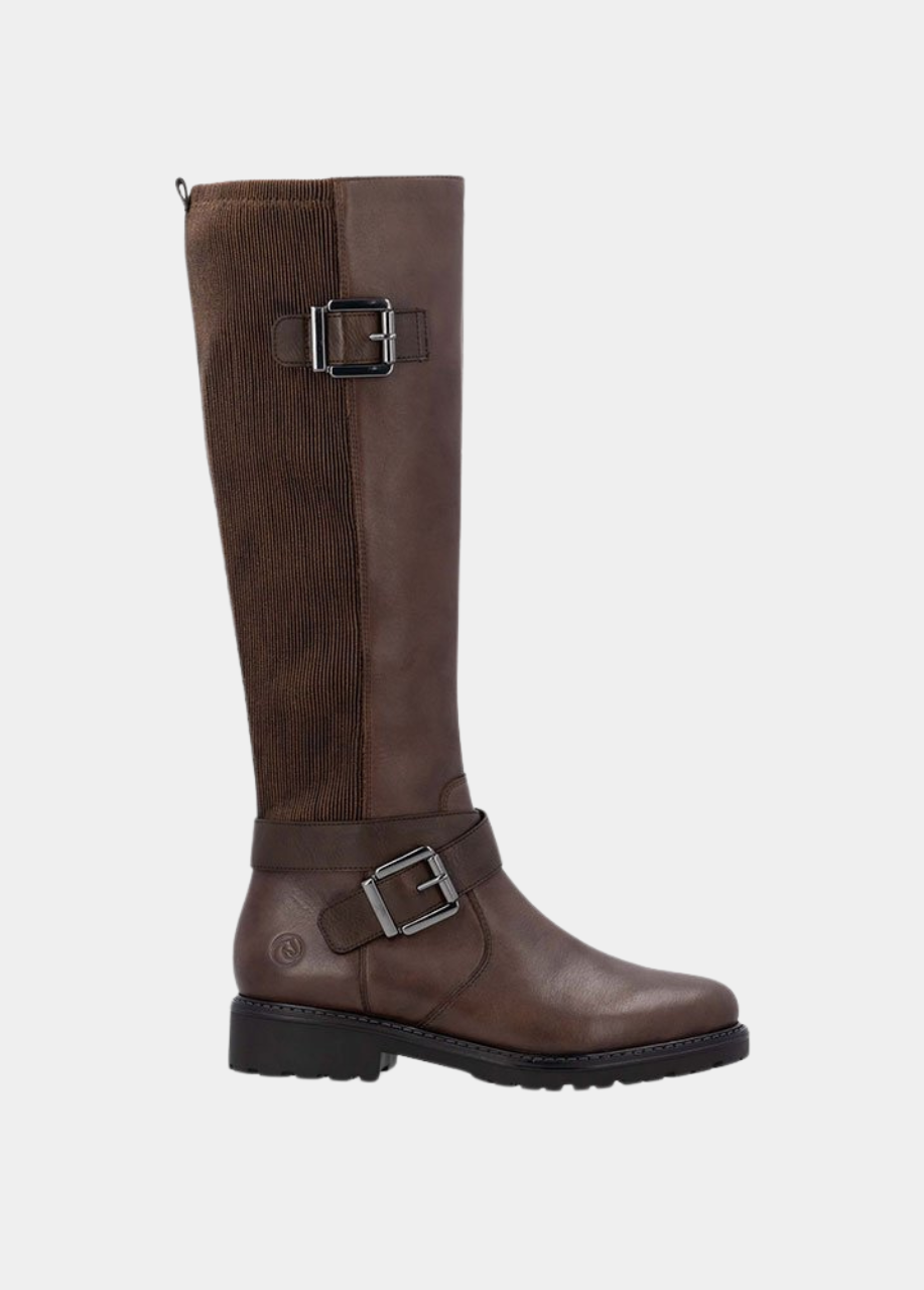 Remonte Casual Brown Buckle Leather Long Boots