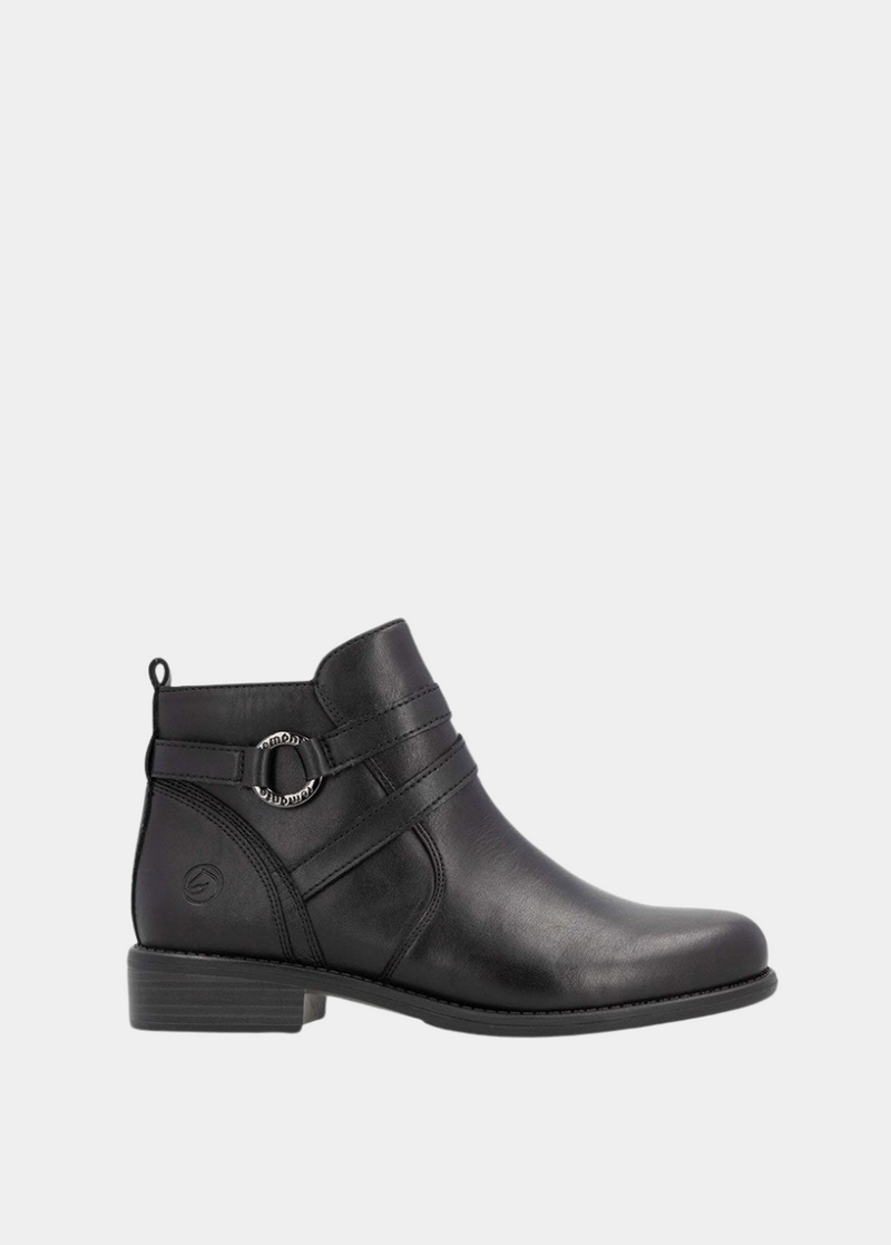 Remonte Classic Black Leather Ankle Boots