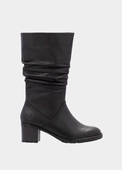 Remonte Gorgeous Black Ruched Long Boots