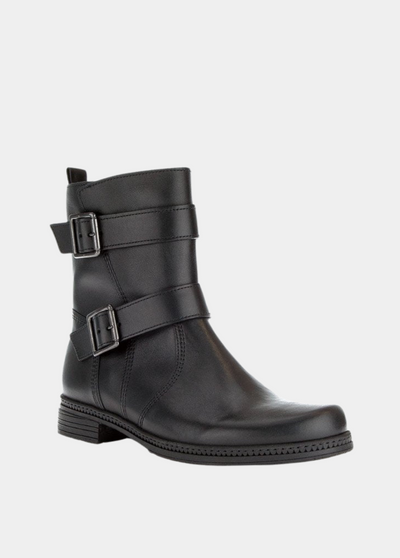 Gabor Classic Black Buckle Ankle Boots