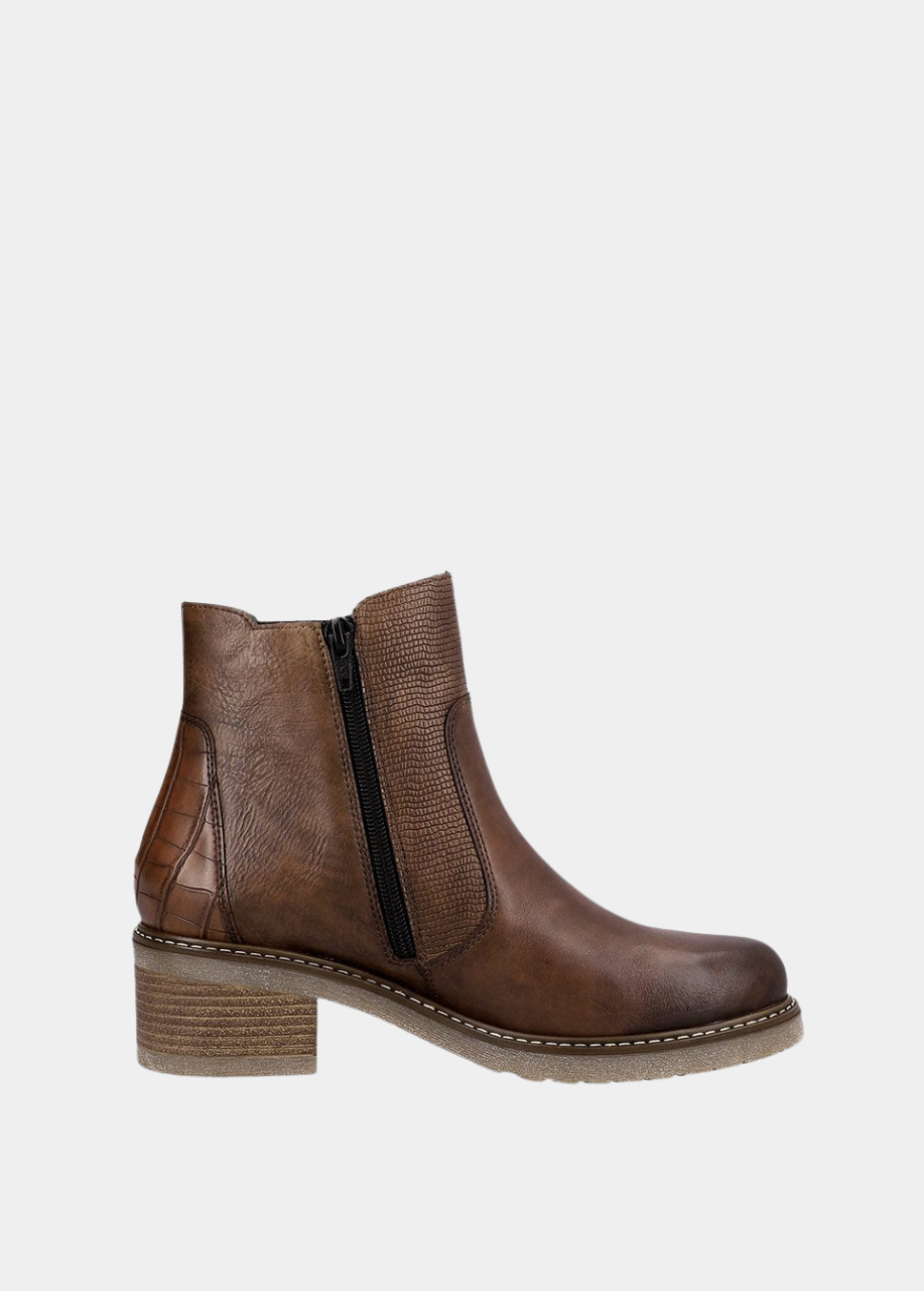 Remonte Combi Chestnut Leather Ankle Boots