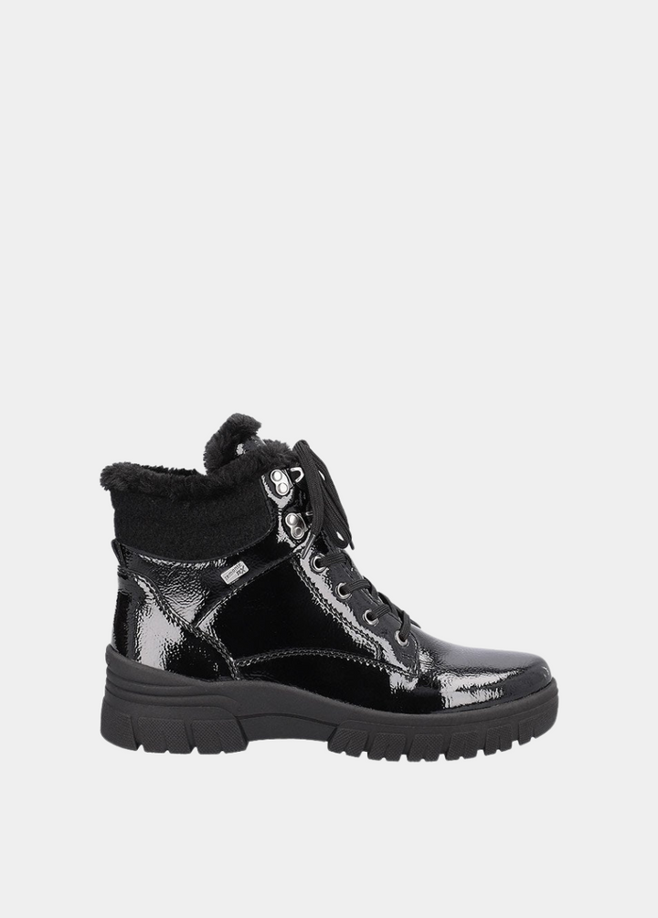 Remonte Cozy Wool Lined Black Patent Winter Boots