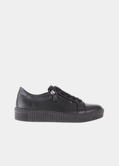 Gabor Low Top Black Leather Sneaker