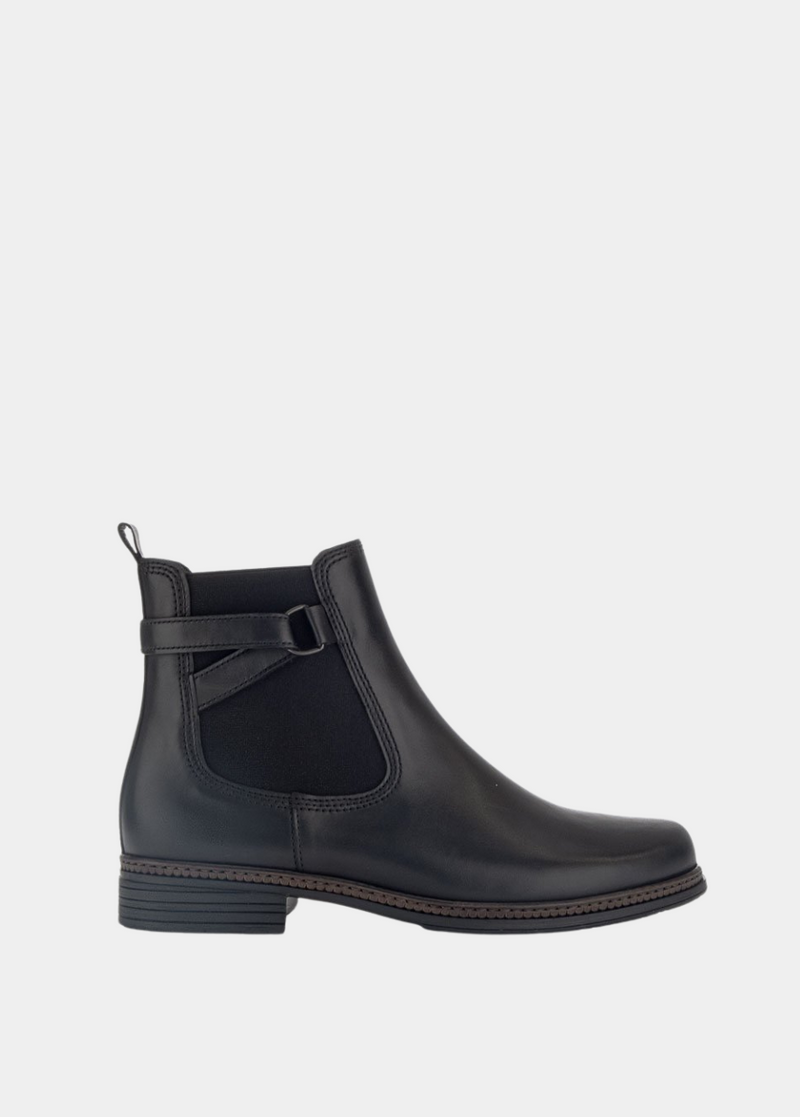 Gabor Premium Black Leather Chelsea Ankle Boots