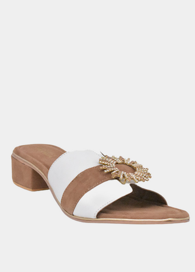 BOTTEGA Leather/Suede Embellished Slip On Sandal