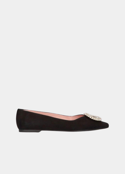 Pretty Ballerina Plush Black Velvet Flats