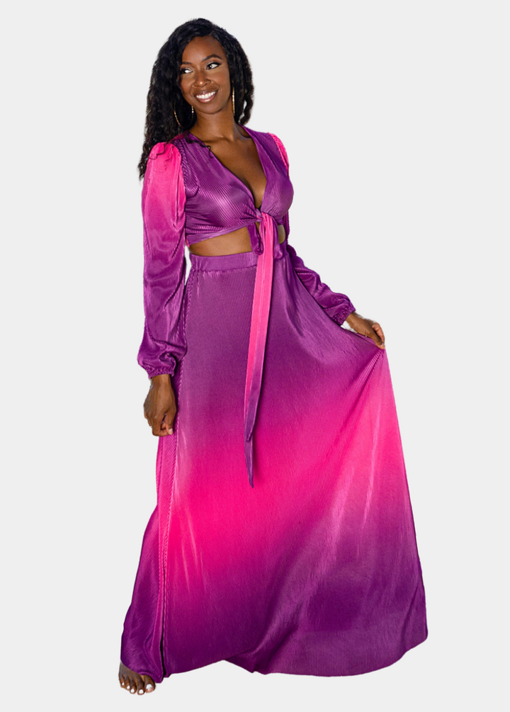 Sunset Beach Ombre Skirt Set - Pink & Purple