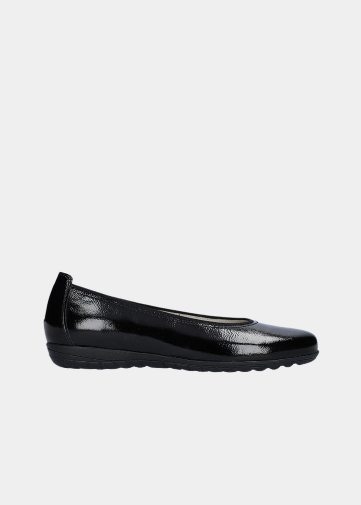 Waldlaufer Stylish Black Patent Wide Fit Ballerinas