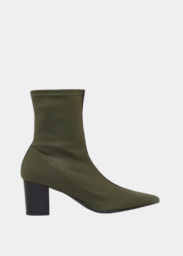 Fashionable Green Midi Block Heel Ankle Boots