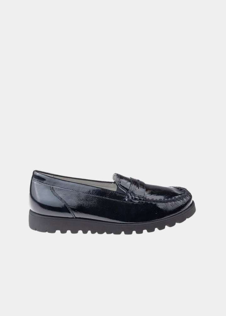 Waldlaufer Trendy Black Patent Wide Fitting Loafers