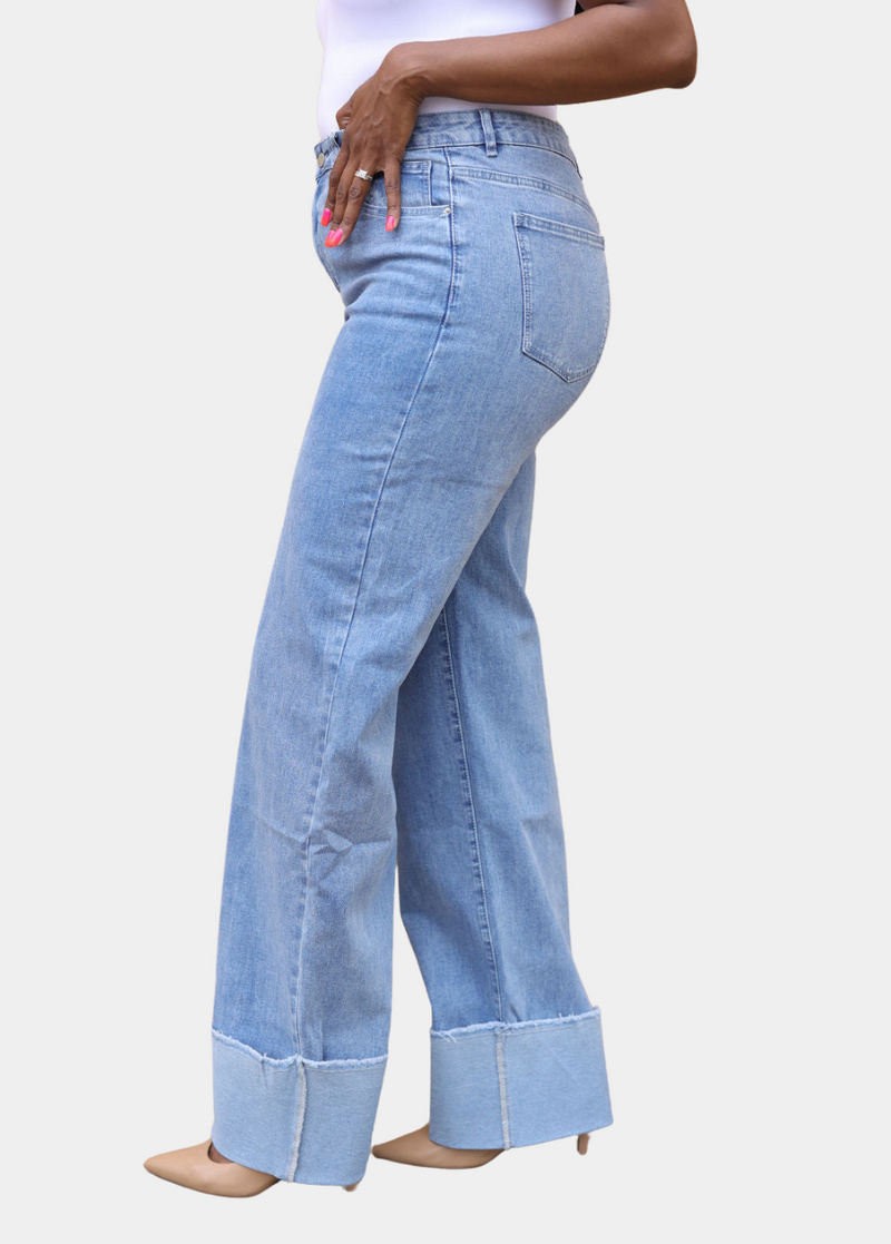 Tall Light Wash Wide Cuff Jeans