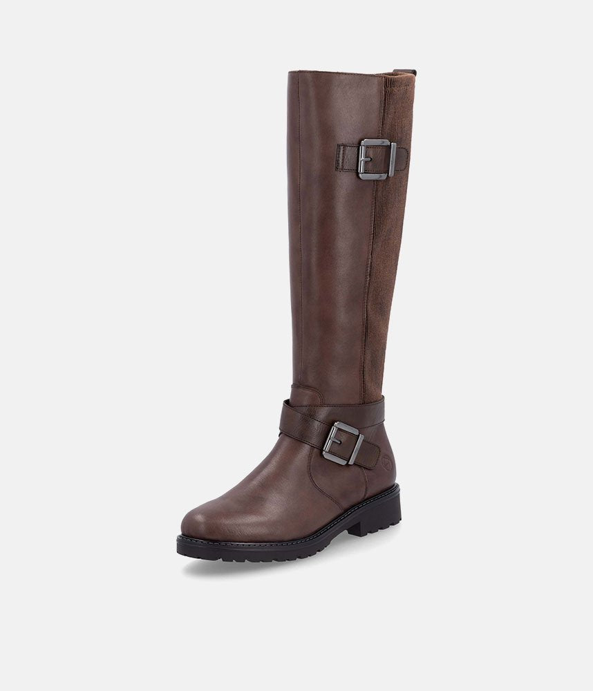 Remonte Casual Brown Buckle Leather Long Boots